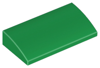 Brick Curved 2 x 4 x 2/3 No Studs, with Bottom Tubes in Green
