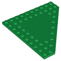Wedge Plate 10 x 10 Cut Corner [No Centre Studs] in Green