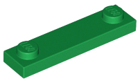 Plate Special 1 x 4 with 2 Studs, 3 Bottom Tubes in Green