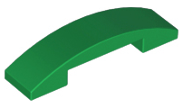 Brick Curved 4 x 1 Double, No Studs in Green
