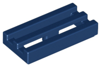 Tile Special 1 x 2 Grille with Bottom Groove in Dark Blue