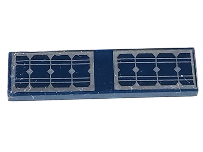 Tile 1 x 4 with Solar Panels Print in Dark Blue