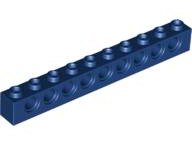 Technic Brick 1 x 10 [9 Pin Holes] in Dark Blue