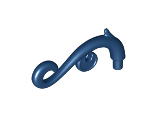 Curled Decorative Ornament / Plant Vine with Bar in Dark Blue