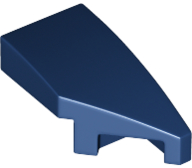 Brick Wedged, Curved 2 x 1 with Stud Notch Right in Dark Blue