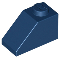 Brick Sloped 45° 2 x 1 with Bottom Pin in Dark Blue