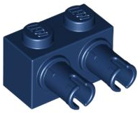 Brick Special 1 x 2 with 2 Pins, Round Pin Holes in Dark Blue