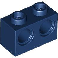 Technic Brick 1 x 2 [2 Pin Holes] in Dark Blue