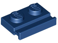 Plate Special 1 x 2 with Door Rail in Dark Blue