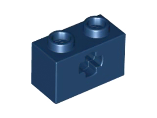 Technic Brick 1 x 2 with Axle Hole Type 1 [+ Opening] and Bottom Ridges in Dark Blue