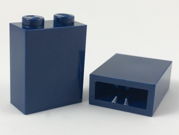 Brick 1 x 2 x 2 with Inside Axle Holder in Dark Blue