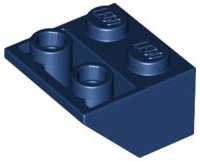 Brick Sloped Inverted 45° 2 x 2 [Ovoid Bottom Pin, Bar-sized Stud Holes] in Dark Blue
