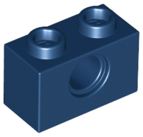 Technic Brick 1 x 2 [1 Pin Hole] in Dark Blue
