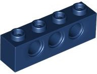 Technic Brick 1 x 4 [3 Pin Holes] in Dark Blue