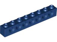 Technic Brick 1 x 8 [7 Pin Holes] in Dark Blue