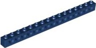 Technic Brick 1 x 16 [15 Pin Holes] in Dark Blue