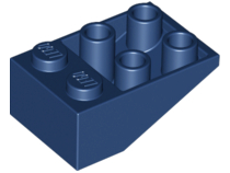 Brick Sloped Inverted 33° 3 x 2, No Connections between Studs, Ovoid Bottom Pin in Dark Blue