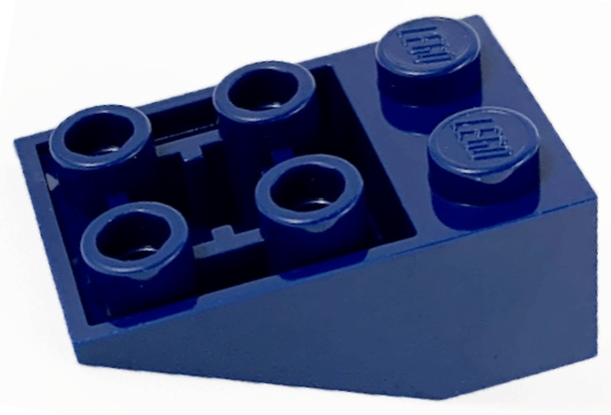 Brick Sloped Inverted 33° 3 x 2, Connections between Studs, Ovoid Bottom Pin in Dark Blue