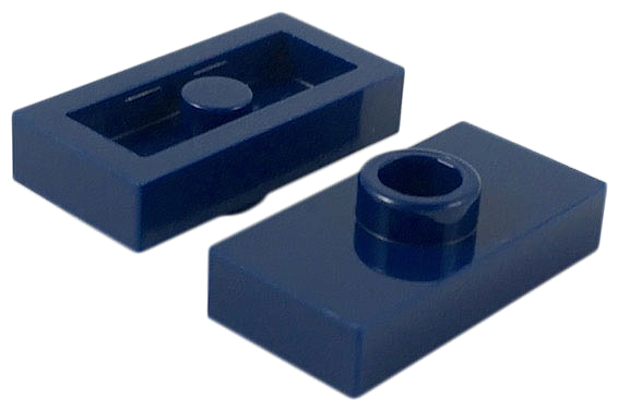 Plate Special 1 x 2 with 1 Stud without Groove (Jumper) in Dark Blue