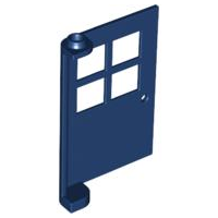 Door 1 x 4 x 5 with 4 Panes, Squared Base in Dark Blue