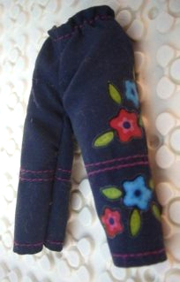 Scala, Pants with Purple/Light Blue Flowers in Dark Blue