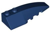 Brick Wedged, Curved 6 x 2 Right, Inner Ridges in Dark Blue