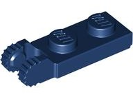 Hinge Plate 1 x 2 Locking with 2 Fingers On End, with Groove, 9 Teeth in Dark Blue