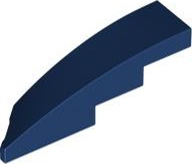 Brick Wedged, Curved 1 x 4 with Stud Notch Right in Dark Blue