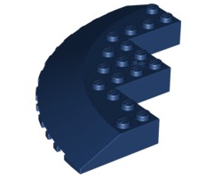 Brick Round Corner 10 x 10 with Slope 33° Edge, Axle Hole, Facet Cutout in Dark Blue