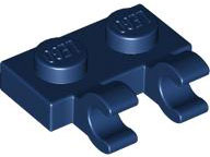 Plate Special 1 x 2 with Clips Horizontal [Open O Clips] in Dark Blue