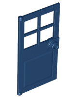Door 1 x 4 x 6 with 4 Panes and Stud Handle in Dark Blue