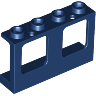 Window 1 x 4 x 2 Plane, Hollow Studs, Single Hole Top and Bottom for Glass in Dark Blue