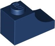 Brick Curved 2 x 1 with Inverted Cutout in Dark Blue