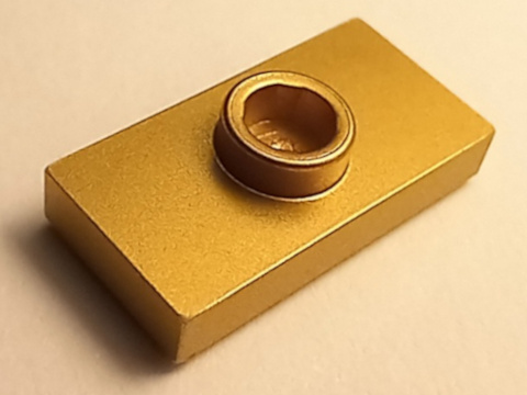 Plate Special 1 x 2 with 1 Stud with Groove and Inside Stud Holder (Jumper) in Metallic Gold