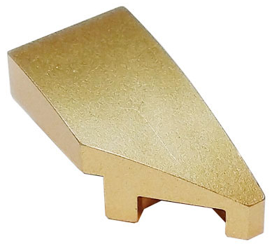 Brick Wedged, Curved 2 x 1 with Stud Notch Right in Metallic Gold