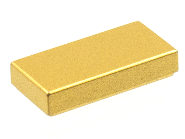 Tile 1 x 2 with Groove in Metallic Gold