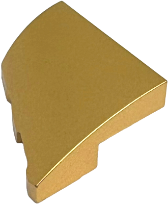 Brick Wedged, Curved 2 x 2 with Stud Notch Right in Metallic Gold