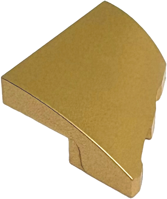 Brick Wedged, Curved 2 x 2 with Stud Notch Left in Metallic Gold