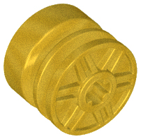 Wheel 18mm x 14mm with Axle Hole, Fake Bolts and Shallow Spokes in Metallic Gold