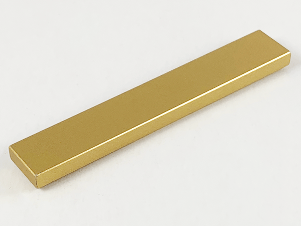 Tile 1 x 6 with Groove in Metallic Gold