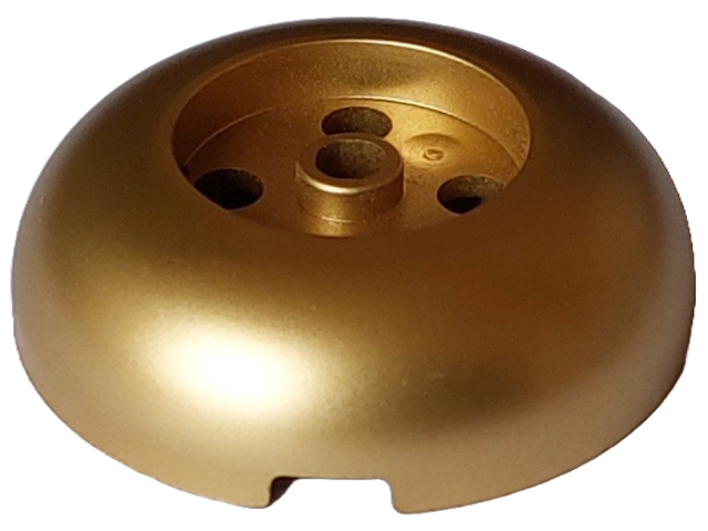 Brick Round 4 x 4 Dome Top with Round 2 x 2 Recessed, 4 Studs in Metallic Gold