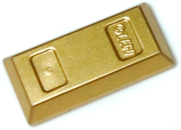 Tile Special 1 x 2 with Sloped Walls AKA Money / Gold Bar [Ingot] in Metallic Gold