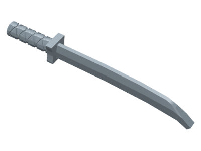 Weapon Sword / Katana / Shamshir with Uncapped Pommel [Square Guard] in Pearl Light Gray