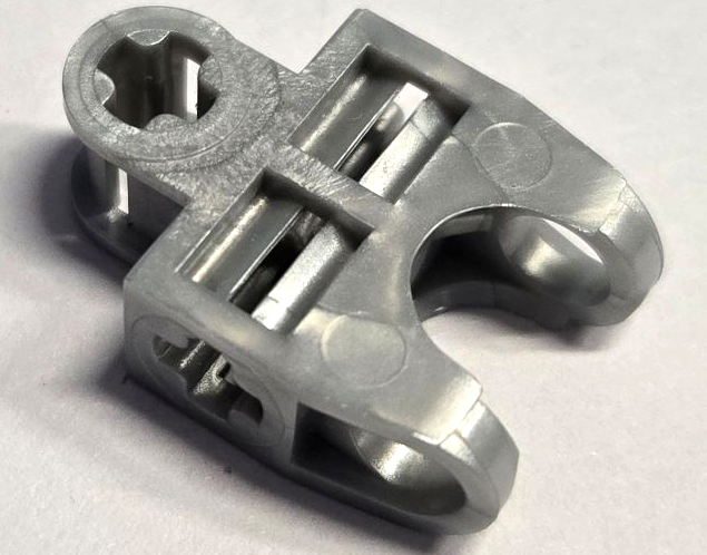 Technic Axle Connector 2 x 3 with Ball Socket, Open Sides in Pearl Light Gray