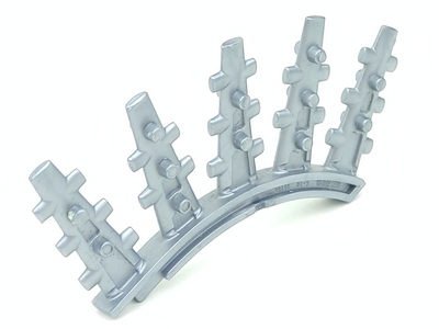 Large Figure Weapon, Back Blades, 5 Spikes with Side Spokes (Rahkshi Vorahk) in Pearl Light Gray
