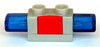 Duplo Siren with Light & Sound, 1 x 2 Base with Red Button in Pearl Light Gray