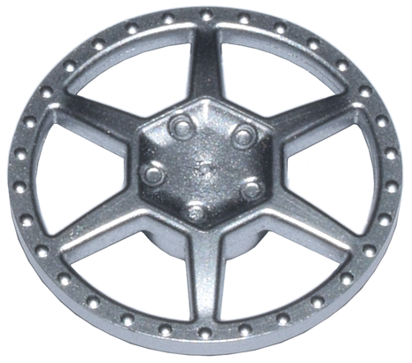 Wheel Cover 6 Spoke, Rivets on Outer Rim in Metallic Silver