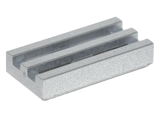 Tile Special 1 x 2 Grille with Bottom Groove in Metallic Silver