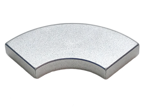 Tile 2 x 2 Curved, Macaroni in Metallic Silver
