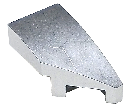 Brick Wedged, Curved 2 x 1 with Stud Notch Right in Metallic Silver